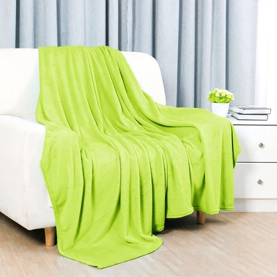 1 Pc Full/Queen Polyester Flannel Fleece Bed Blankets Yellow Green - PiccoCasa 3 1 Pc Full/Queen Polyester Flannel Fleece Bed Blankets Yellow Green - PiccoCasa