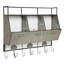 27" X 22" Arnica Wall Storage Pockets With Hooks White - Kate And Laurel