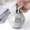 WHOLE HOUSEWARES 14 Ounce Glass Mosaic Hand Soap Dispenser For Bathroom, Set Of 2, Silver -Home Decoration Shop GUEST 03fc4ca4 35e1 46e4 89e6 8af0a4efce88
