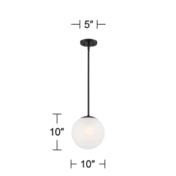 360 Lighting Ciana Black Mini Pendant 10" Wide Modern Orb Frosted Globe Glass Shade For Dining Room House Foyer Kitchen Island Entryway Bedroom Home -Home Decoration Shop GUEST 045c6771 2c42 4c9d b9cd 2442abc72f6d