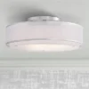Possini Euro Design Modern Ceiling Lighting Semi Flush Mount Fixture 20" Wide Chrome 3-Light Sheer Outer Off White Inner Drum Shade For Bedroom House -Home Decoration Shop GUEST 05ed2e61 3a43 4120 bdf2 775e2051f658