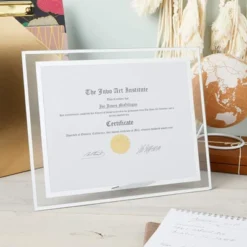 Stockroom Plus 4 Pack Glass Diploma Holders, 11 X 8.5 Inch Floating Frame Certificate Covers