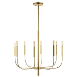 27.25" 8-Light Amoros Modern Mid-Century Iron LED Chandelier Gold Painting - JONATHAN Y -Home Decoration Shop GUEST 06c25fef cb2d 4899 b767 2c9b730620e5
