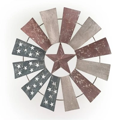 Patriotic Windmill Metal Wall Decor - Alpine Corporation 4 Patriotic Windmill Metal Wall Decor - Alpine Corporation - Image 2