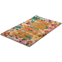 Northlight Pink And Orange Floral "Home" Outdoor Natural Coir Doormat 18" X 30" -Home Decoration Shop GUEST 077eee12 f225 4a07 b2ce 525790b896bb