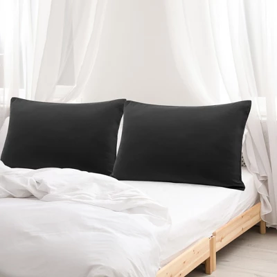 2 Pcs Queen 20"x30"1800 Series Soft Brushed Microfiber Soft Pillowcase Black - PiccoCasa 4 2 Pcs Queen 20"x30"1800 Series Soft Brushed Microfiber Soft Pillowcase Black - PiccoCasa - Image 2