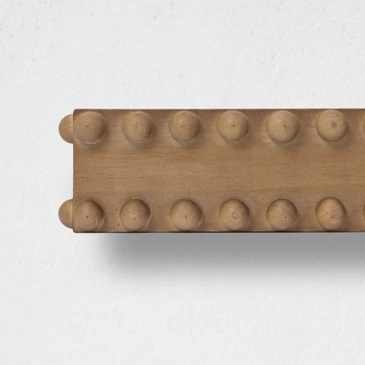 Large Beaded Wood Floating Decorative Wall Shelf Natural - American Art Decor 5 Large Beaded Wood Floating Decorative Wall Shelf Natural - American Art Decor - Image 3