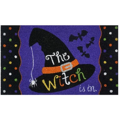 Briarwood Lane The Witch Is In Halloween Natural Fiber Coir Doormat Hat Bats 30" X 18" 4 Briarwood Lane The Witch Is In Halloween Natural Fiber Coir Doormat Hat Bats 30" X 18" - Image 2