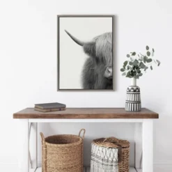 18" X 24" Sylvie Highland Cow Crop Framed Canvas Wall Art By The Creative Bunch Studio Gray - Kate And Laurel -Home Decoration Shop GUEST 096ba187 94e2 4d3d 94a1 4e1c8d3d786c