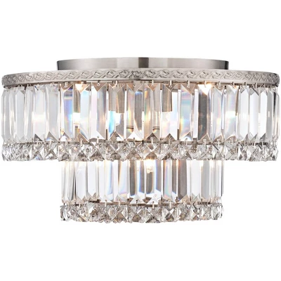 Vienna Full Spectrum Magnificence Modern Ceiling Light Flush Mount Fixture 16" Wide Brushed Satin Nickel Faceted Crystal Glass For Bedroom Living Room 5 Vienna Full Spectrum Magnificence Modern Ceiling Light Flush Mount Fixture 16" Wide Brushed Satin Nickel Faceted Crystal Glass For Bedroom Living Room - Image 3