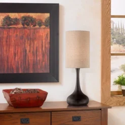 360 Lighting Modern Table Lamp 24.5" High Espresso Bronze Metal Droplet Linen Cylinder Shade For Living Room Family Bedroom Bedside Office 9 360 Lighting Modern Table Lamp 24.5" High Espresso Bronze Metal Droplet Linen Cylinder Shade For Living Room Family Bedroom Bedside Office -Home Decoration Shop GUEST 0d03f484 074e 4e62 bf8d 3537a0a6b811