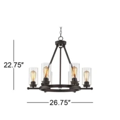 Franklin Iron Works Holman Bronze Wagon Wheel Chandelier 26 3/4" Wide Rustic Farmhouse Clear Glass 6-Light Fixture For Dining Room Kitchen Island Home 16 Franklin Iron Works Holman Bronze Wagon Wheel Chandelier 26 3/4" Wide Rustic Farmhouse Clear Glass 6-Light Fixture For Dining Room Kitchen Island Home -Home Decoration Shop GUEST 0d3b7d22 f140 4a6b af04 fed7a18afeaf