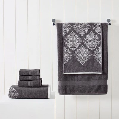 Modern Threads 6 Piece Reversible Yarn Dyed Jacquard Towel Set, Artesia Damask. 3 Modern Threads 6 Piece Reversible Yarn Dyed Jacquard Towel Set, Artesia Damask.