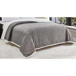 Jacquard Micro Plush Soft Premium Braided Oversized All Season Blanket Gray By Plazatex