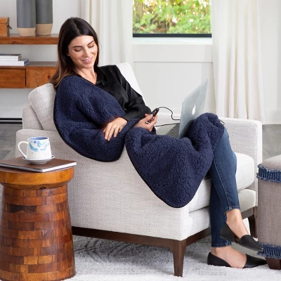 Heated Blanket 2-Pack - USB-Powered Fleece Throw Blankets For Travel, Home, Office, Or Camping - Winter Car Accessories By Stalwart (Navy Blue) 11 Heated Blanket 2-Pack - USB-Powered Fleece Throw Blankets For Travel, Home, Office, Or Camping - Winter Car Accessories By Stalwart (Navy Blue) - Image 9