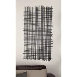 Metal Geometric Overlapping Lines Cross Hatch Wall Decor Black - Olivia & May