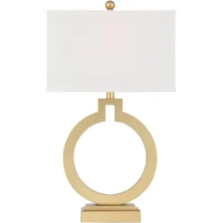 360 Lighting Modern Table Lamps 28 1/2" Tall Set Of 2 With USB Charging Port Brushed Gold Open Ring White Shade For Bedroom Living Room House Bedside -Home Decoration Shop GUEST 119779f3 0115 4b8a b2db ae0aa4fd66b4