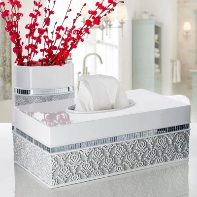 Creative Scents Mirror Damask White Wastebasket 5 Creative Scents Mirror Damask White Wastebasket - Image 3