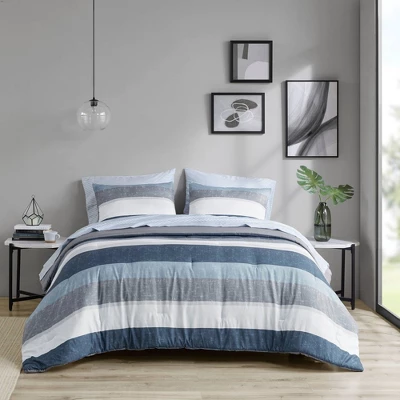 Madison Park Ryder Comforter Set With Bed Sheets Blue/Gray 4 Madison Park Ryder Comforter Set With Bed Sheets Blue/Gray - Image 2