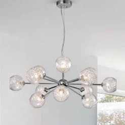 31.5" X 31.5" X 85" 12-Light Ginherd Satellite Chandelier Gray - Warehouse Of Tiffany