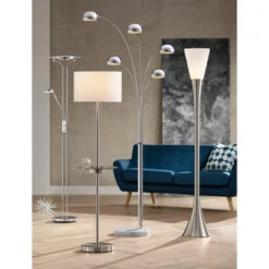 360 Lighting Perseus Modern Torchiere Floor Lamp With Reading Light 71 3/4" Tall Chrome Silver Metal LED Adjustable For Living Room Bedroom House Home -Home Decoration Shop GUEST 1b82715a 7bee 4419 9af3 406a6342b315
