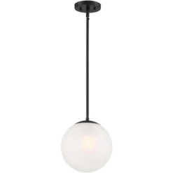 360 Lighting Ciana Black Mini Pendant 10" Wide Modern Orb Frosted Globe Glass Shade For Dining Room House Foyer Kitchen Island Entryway Bedroom Home -Home Decoration Shop GUEST 1c9d3c32 94d4 44e9 9445 cf1dd647479b