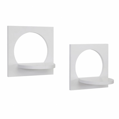 11.6" X 7.7" 2pc Round Silhouette Shelf Set White - Danya B. 3 11.6" X 7.7" 2pc Round Silhouette Shelf Set White - Danya B.