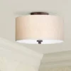 Regency Hill Sylvan Modern Ceiling Light Semi Flush Mount Fixture 14" Wide Bronze 3-Light Oatmeal Fabric Drum Shade For Bedroom Kitchen Living Room -Home Decoration Shop GUEST 20a67e5c 0f6b 427c ac48 c96dec7ce982