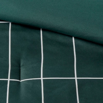 Grid Print Microfiber Reversible Comforter & Sheet Set Dark Green - Room Essentials™ 6 Grid Print Microfiber Reversible Comforter & Sheet Set Dark Green - Room Essentials™ - Image 4