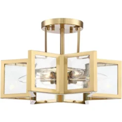 Possini Euro Design Casa Star Modern Ceiling Light Semi Flush Mount Fixture 16" Wide Warm Brass 6-Light Clear Glass For Bedroom Kitchen Living Room -Home Decoration Shop GUEST 281e3c51 0dfc 428b bd45 c1cd5c0bcf24