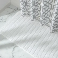 MDesign Soft Microfiber Polyester Non-Slip Spa Mat/Runner, 60" X 21" - White