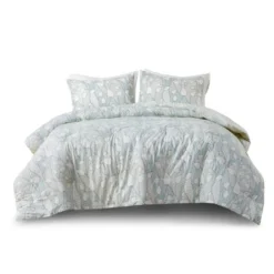 Anya Vine Printed Cotton Comforter Set Aqua Blue - Urban Habitat -Home Decoration Shop GUEST 296cadc0 673c 46e0 addf 8287edd67541