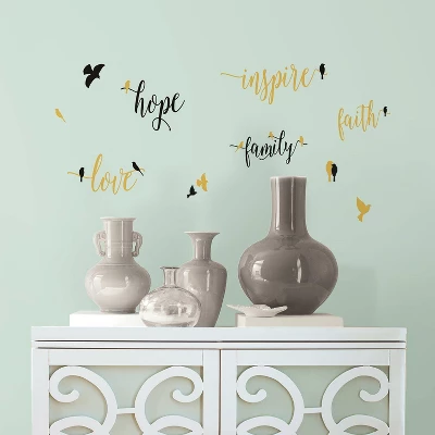 Inspirational Words With Birds Peel And Stick Wall Decal - RoomMates 3 Inspirational Words With Birds Peel And Stick Wall Decal - RoomMates