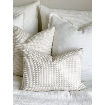 14x20 Down Alternative Cotton Waffle Weave Pillow - Anaya 3 14x20 Down Alternative Cotton Waffle Weave Pillow - Anaya