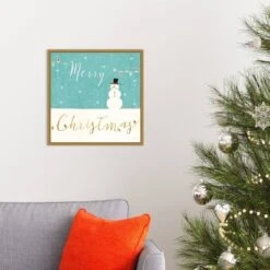 16" X 16" Merry Christmas Snowman By Veronique Charron Framed Canvas Wall Art - Amanti Art -Home Decoration Shop GUEST 2cbabcca e294 4251 a2dd 4c16c7e9ecab