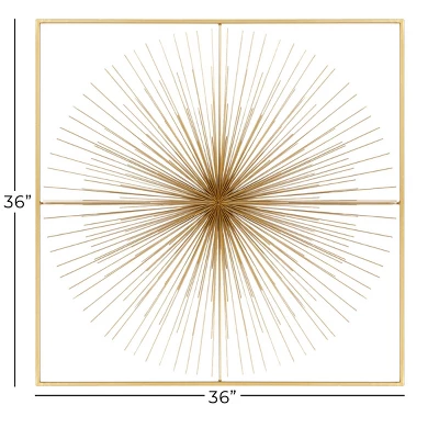 Metal Starburst Handmade Large 3D Wall Decor With Gold Frame Gold - CosmoLiving By Cosmopolitan 4 Metal Starburst Handmade Large 3D Wall Decor With Gold Frame Gold - CosmoLiving By Cosmopolitan - Image 2