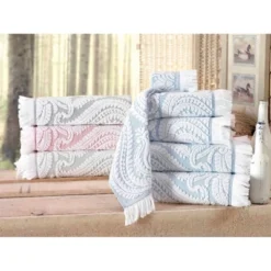 8pc Laina Turkish Cotton Hand Towel Set Gray - Enchante Home