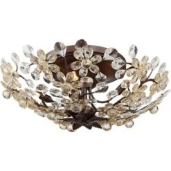 Vienna Full Spectrum Blooms Vintage Ceiling Light Semi Flush Mount Fixture 21" Wide Weathered Brown 5-Light For Bedroom Kitchen Living Room Hallway -Home Decoration Shop GUEST 2ec30d89 a0a1 4b2f bf1f 4ea125986ef2