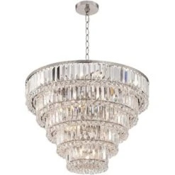 Vienna Full Spectrum Magnificence Satin Nickel Chandelier 24 1/2" Wide Modern Faceted Crystal Glass 15-Light LED Fixture For Dining Room House Kitchen -Home Decoration Shop GUEST 35cc1689 051a 4e2e 8b3e 597db2e70cc6