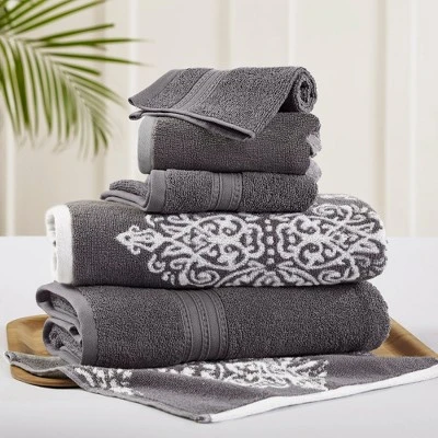 Modern Threads 6 Piece Reversible Yarn Dyed Jacquard Towel Set, Artesia Damask. 5 Modern Threads 6 Piece Reversible Yarn Dyed Jacquard Towel Set, Artesia Damask. - Image 3