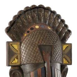 24" X 12" Polystone Mask Primitive African Sculpture Brown - Olivia & May -Home Decoration Shop GUEST 369c5511 78dc 4744 896a f7fe19df97b3