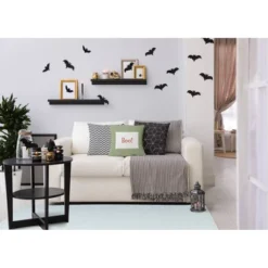 16"x16" Halloween Boo Ticking Square Throw Pillow - E By Design -Home Decoration Shop GUEST 36de7bc1 02ff 4c4a 8d9e 1ccafe95918e