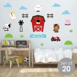 Big Dot Of Happiness Farm Animals - Peel And Stick Nursery And Kids Room Vinyl Wall Art Stickers - Wall Decals - Set Of 20