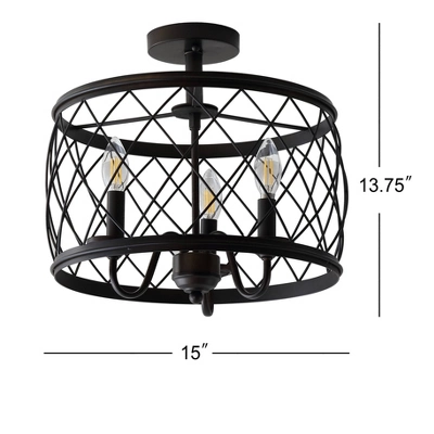 15" Eleanor Metal LED Semi Flush Mount Ceiling Light Black (Includes Energy Efficient Light Bulb) - JONATHAN Y 5 15" Eleanor Metal LED Semi Flush Mount Ceiling Light Black (Includes Energy Efficient Light Bulb) - JONATHAN Y - Image 3