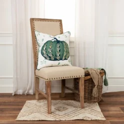 20"x20" Oversize Pumpkin Square Throw Pillow Cover Green/Gold - Rizzy Home