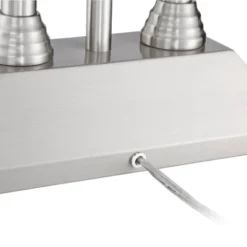 Possini Euro Design Dexter Modern Table Lamp 26" High Brushed Nickel With USB And AC Power Outlet In Base LED Reading Light White Shade For Home Desk -Home Decoration Shop GUEST 3a8c872a a116 4033 b7b4 911a917e8042