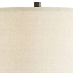 Franklin Iron Works Gaines Rustic Farmhouse Table Lamp 28 1/2" Tall Bronze Wood With LED Nightlight Off White Burlap Drum Shade For Bedroom House Home -Home Decoration Shop GUEST 3de897d3 ec85 4eaa a4b5 36bee63f4bcf