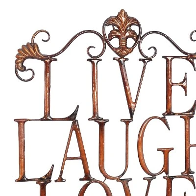 28" X 21" Traditional Metal Live Laugh Love Wall Décor Brown - Olivia & May 9 28" X 21" Traditional Metal Live Laugh Love Wall Décor Brown - Olivia & May - Image 7