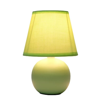 8.66" Petite Ceramic Orb Base Bedside Table Desk Lamp With Matching Tapered Drum Fabric Shade Green - Creekwood Home 5 8.66" Petite Ceramic Orb Base Bedside Table Desk Lamp With Matching Tapered Drum Fabric Shade Green - Creekwood Home - Image 3