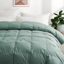 Peace Nest Organic Cotton Down Feather Comforter Duvet Insert, Green